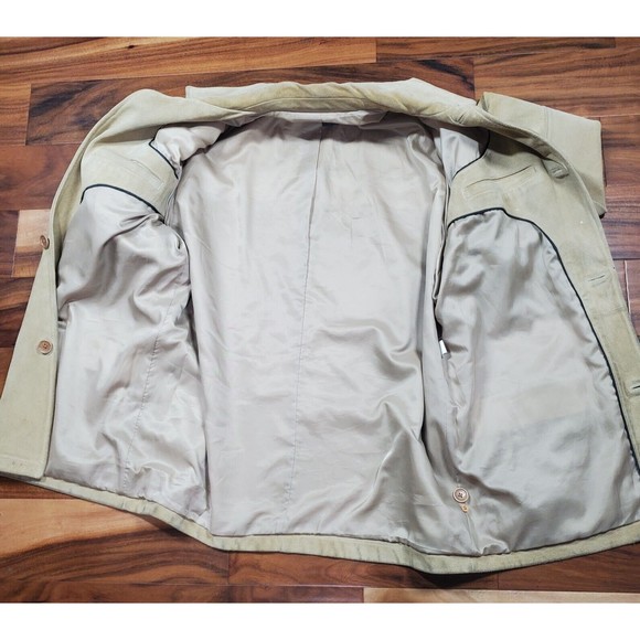 Vintage Banana Republic Heavy Duty Tan Suede Leather Button Jacket men’s Large - Picture 10 of 12